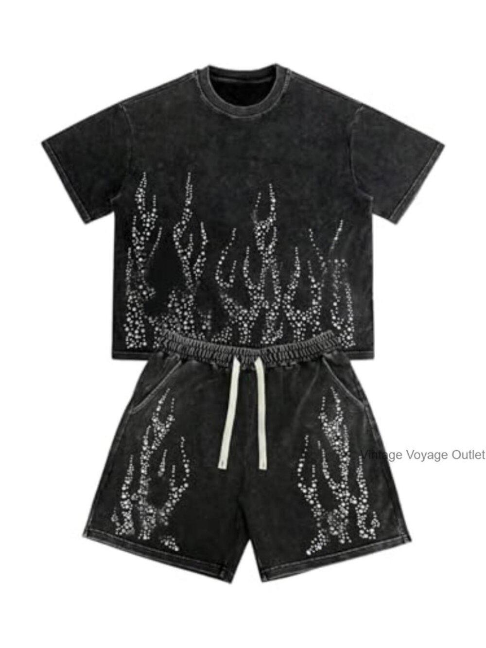 2 Piece Outfit Graphic Tee and Drawstring Shorts Set - Men's X-Large